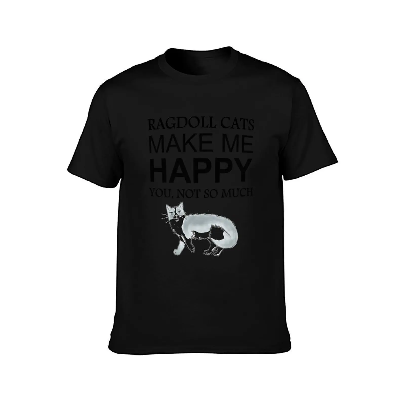 Ragdoll Cats Make Me Happy T-Shirt Summer Casual Cotton Tee Oversized Streetwear Tops Vintage Graphic Print Unisex Men Women