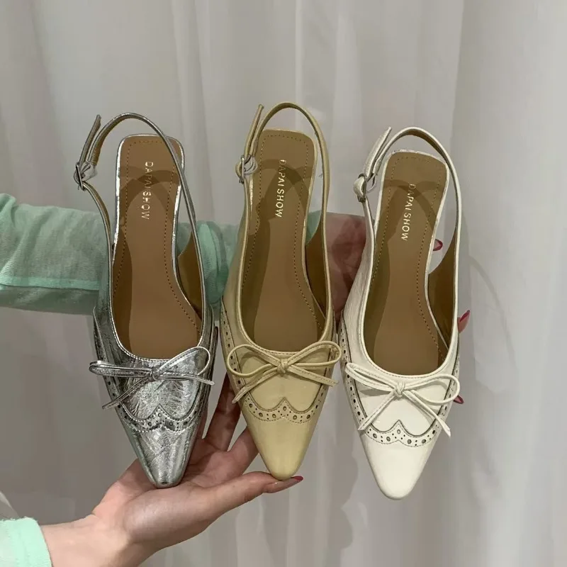 

Elegant French Gentle Butterfly Knot Toe Cover Sandals Spring 2026 All-Match Mary Janes Padded Soft Uppers Thin Heel Shoes