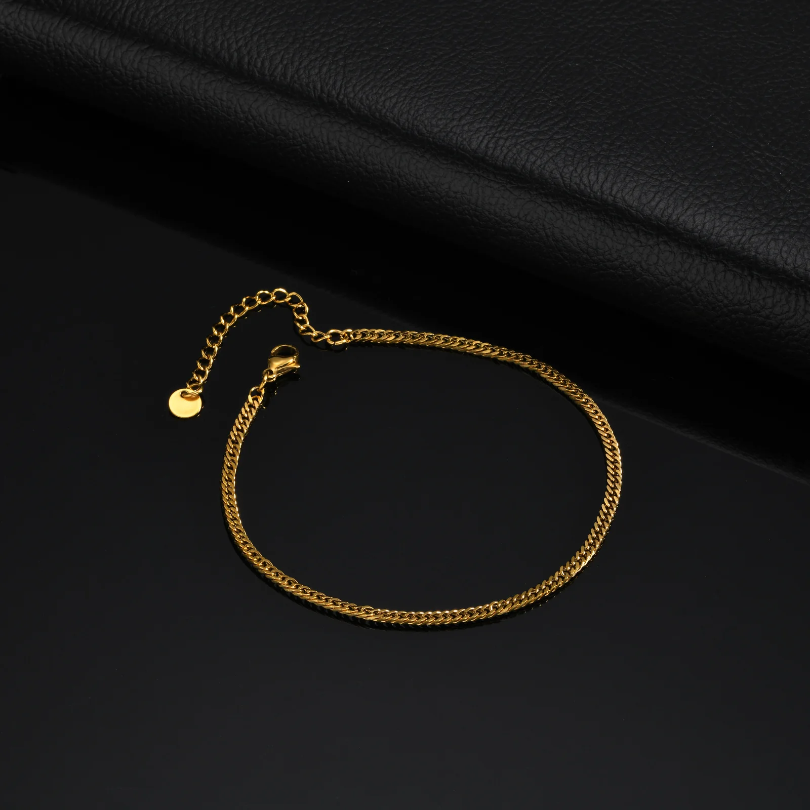 Vnox Edelstahl Fußkettchen in Goldfarbe für Männer, Verstellbare Gliederkette, Wasserdichter Strand-Fußschmuck, Urlaubsgeschenk – Detail 16