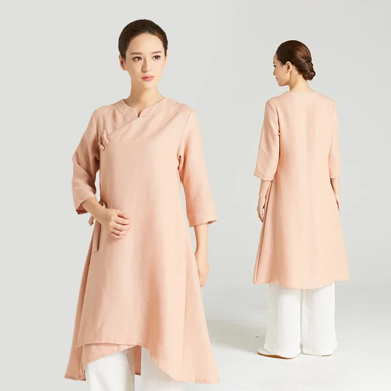 Wushu Clothing Kung Fu Dress Martial Art Uniform Tai Chi Clothes Taoist Robe Women Kun Master Linen Breathable 2023 New Style