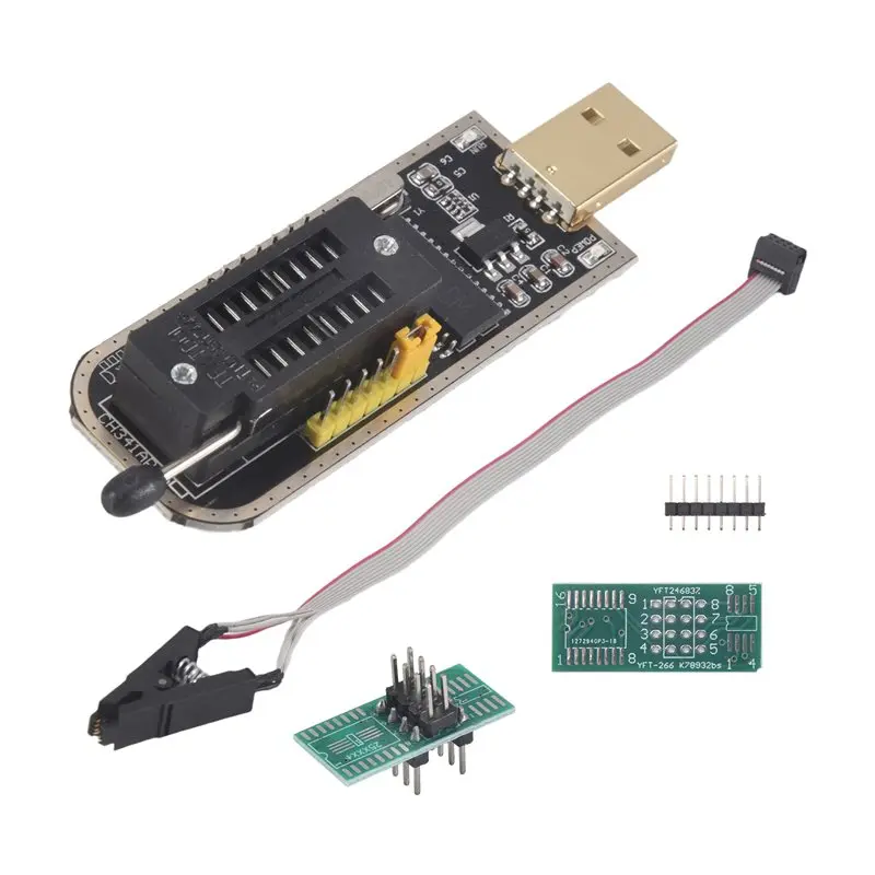 

BNVN-CH341A Модуль USB-программатора для EEPROM Flash BIOS серий 24 и 25 + тестовый зажим SOIC8 SOP8 для EEPROM 93CXX / 25CXX / 24CXX