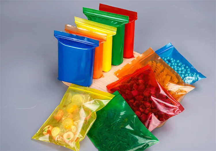 100PCS Thick Color PE Zipper Storage Bag Resealable Plastic Snack Battery Hardware Spice Jewelry Candy Gift Packaging Pouches