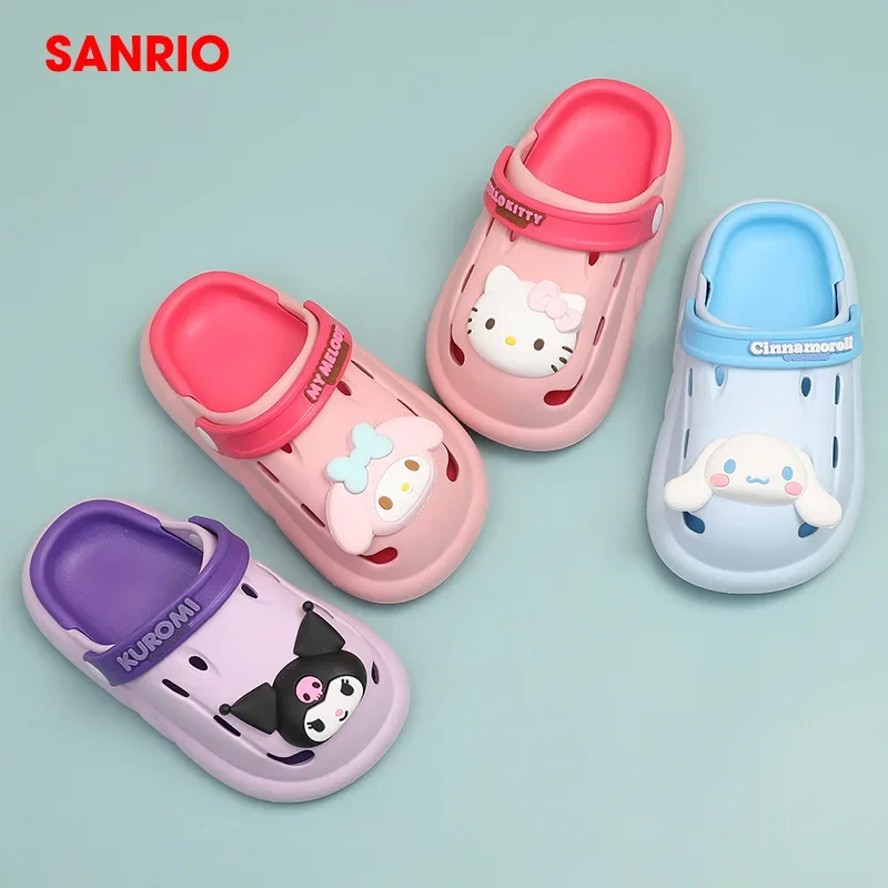 Sanrio Melody Hello Kitty Sandals Kuromi Children Slippers Summer Girls Indoor Bath Non-slip Soft Bottom Baby Home Boys Slippers