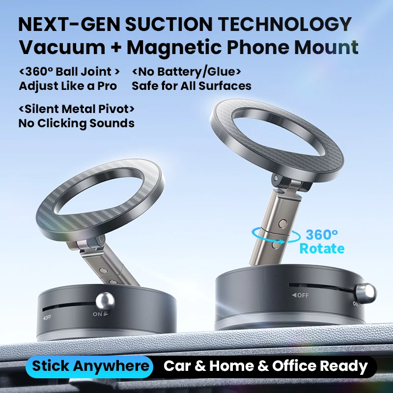 

A7 Vacuum Magnetic Phone Holder 360° Adjustable Foldable Suction Cup Stand Strong Grip for Phones Tablets Car & More 1PC 2025
