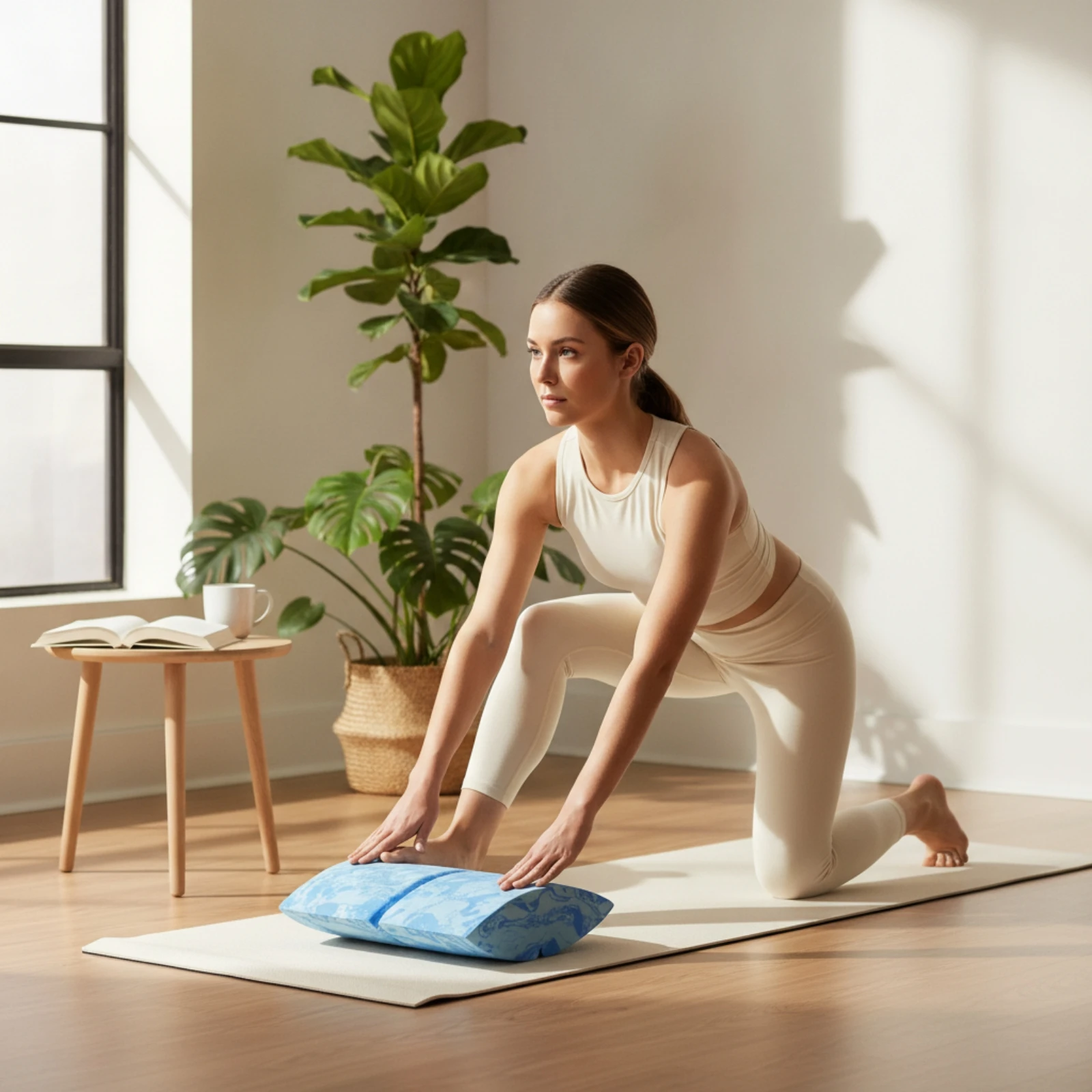 Exercise Block with Curved Underside Textured Pilates Balance Block Foam Balance Coach Lightweight Exercise Brick Cushioned