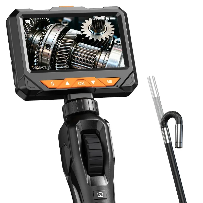 Two-Way Articulating Borescope Camera with Light 4.3inch Endoscope Inspection Camera for Automotive Engine HVAC Wall Inspection