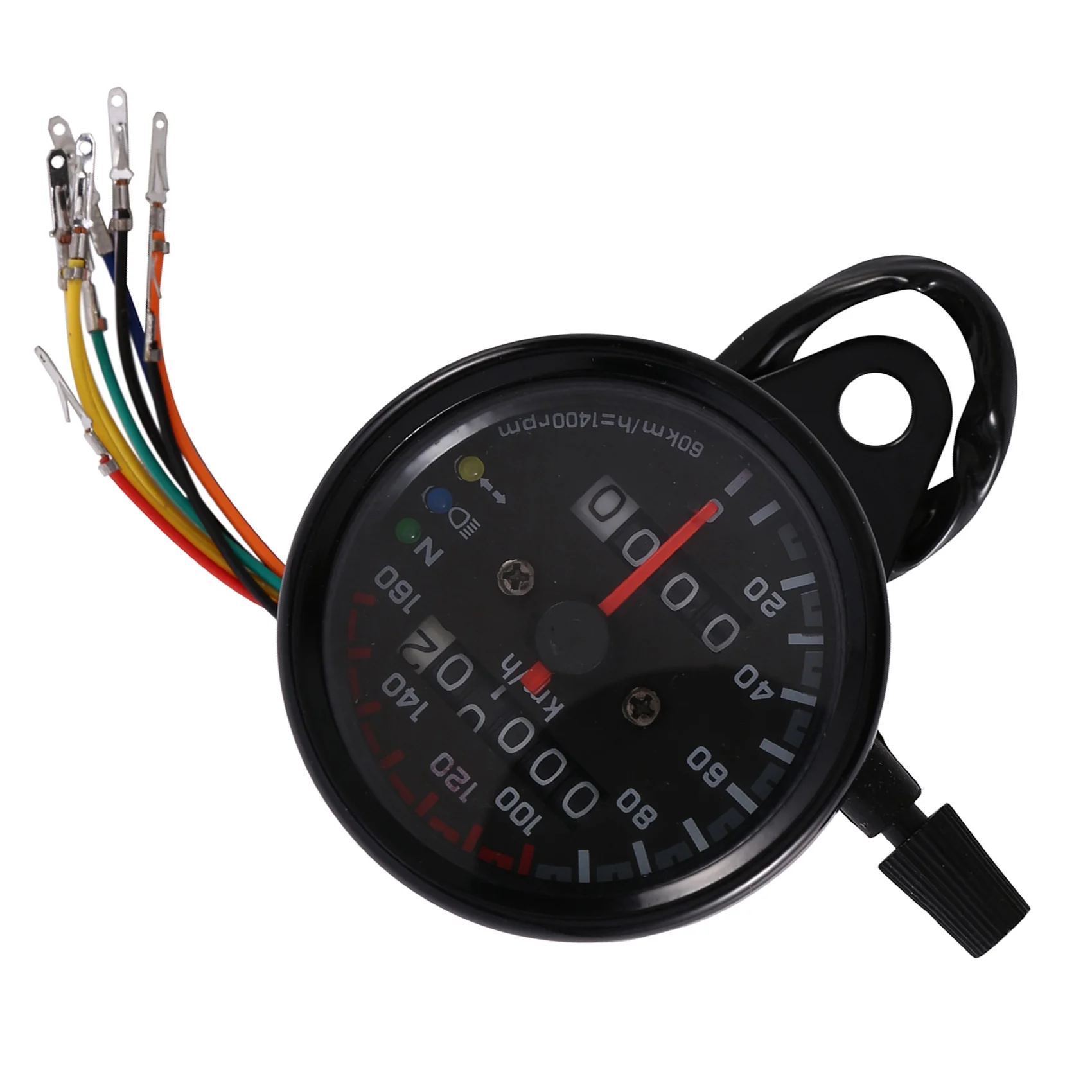 NCSMT 12V Motorcycle 0-160 Km/H Speedometer with LED Indicator Odometer ,Universal Cafe Racer Gauge,Single Indicator (Black