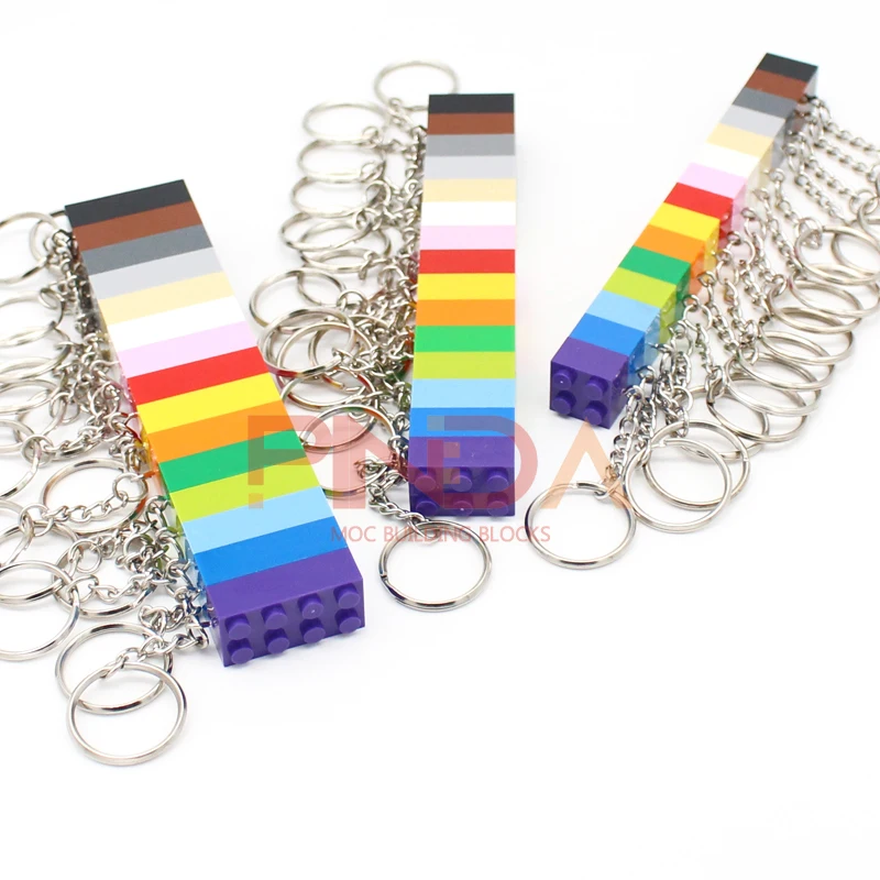 10Pcs MOC 2x4  Key Chain  Building Blocks Creative Gift  with MOC Brick Keychain Bricks Plate Compatible