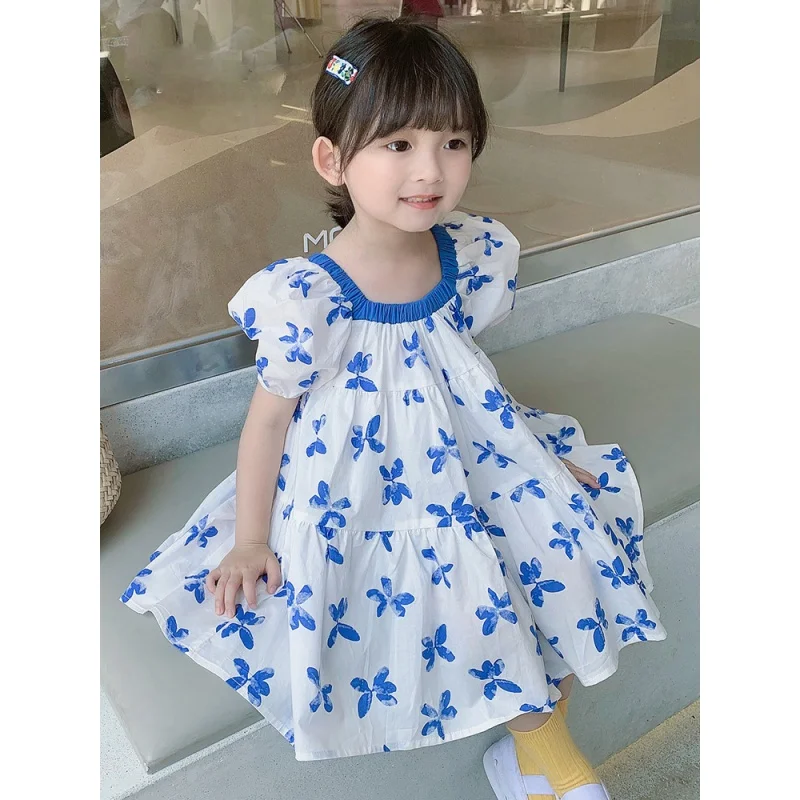 GirlsAVersion Dress Summer Children's Floral Dress Zitong Skirt3-8One-Piece Delivery for Children's Clothing