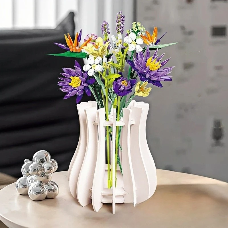 1pc Holz Puzzle Vase Desktop Holz Gespleißt Vase Desktop Dekorative Baustein Gespleißt Vase Lindenholz Pappel