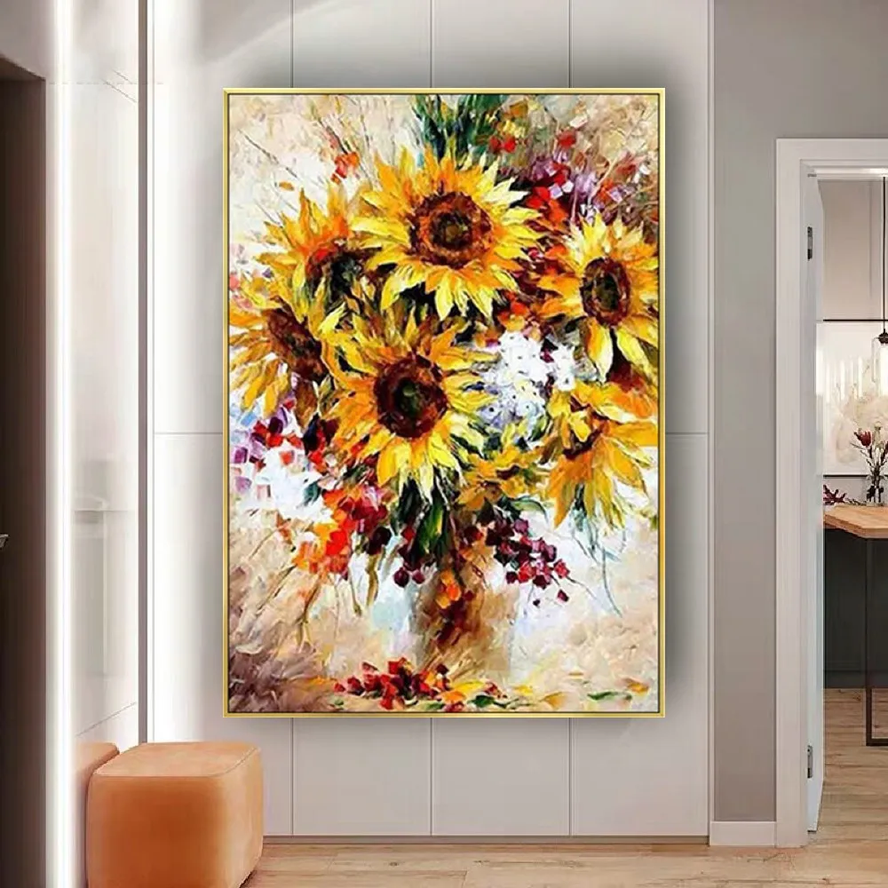 

Copy Van Gogh Works Sunflower Field Canvas Picture Modern Handmade Abstract Oil Paintings Floral Wall Poster Decor Living Room