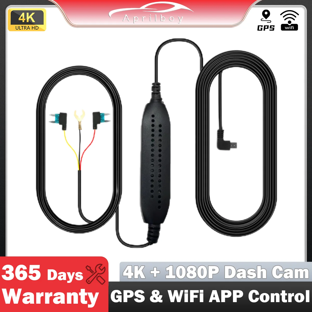 Aprilboy-Kits de cables duros tipo c de 3,5 metros para cámara de salpicadero, monitoreo de estacionamiento 24H, cámara DVR para salpicadero, Kit de cables duros, accesorios para coche
