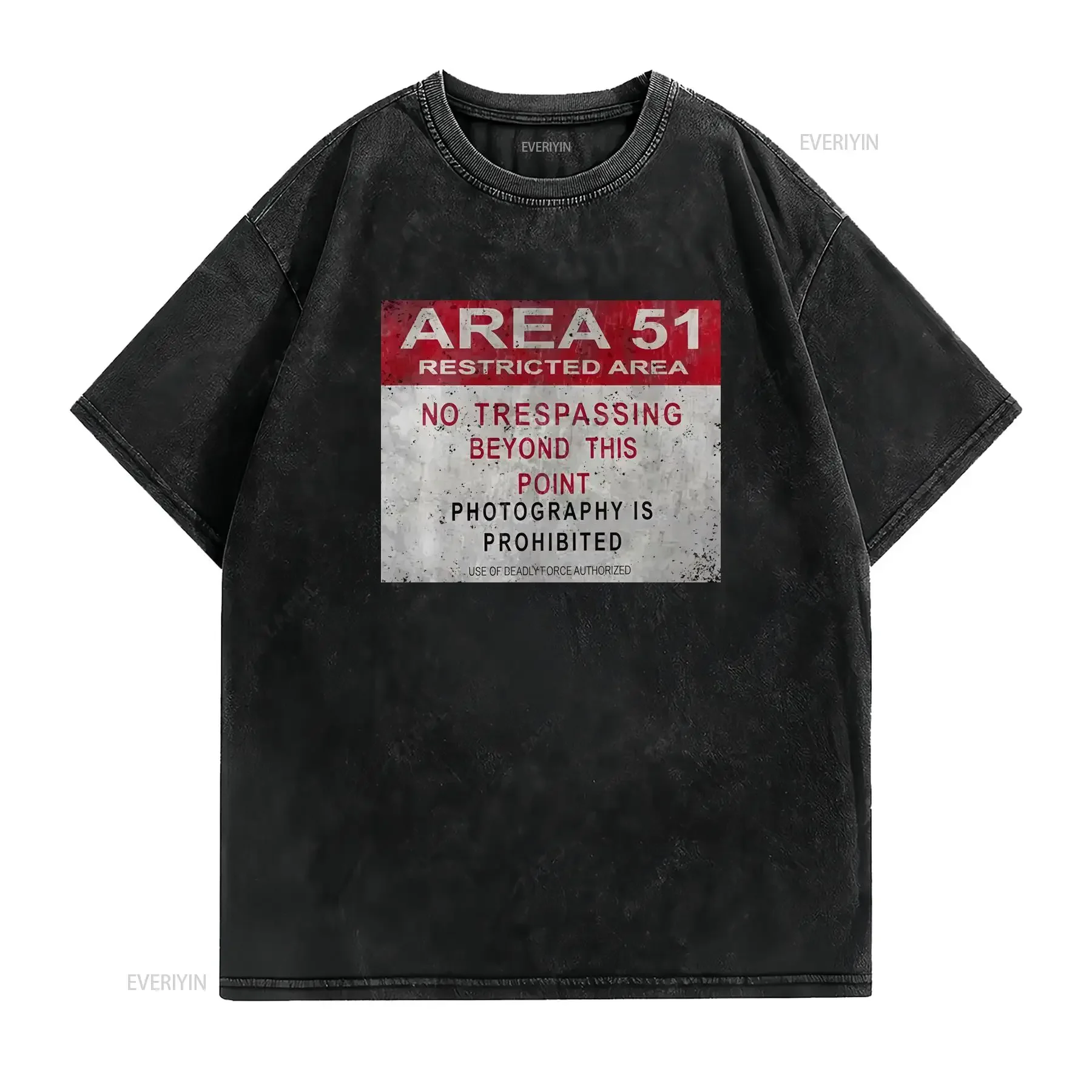 Area 51 Vintage Logo Aign Men's T Shirt Warning Ufo TR3B Adamski Aecret Alien Base Haunebu Flying Saucer Rosevelt Soft vintage