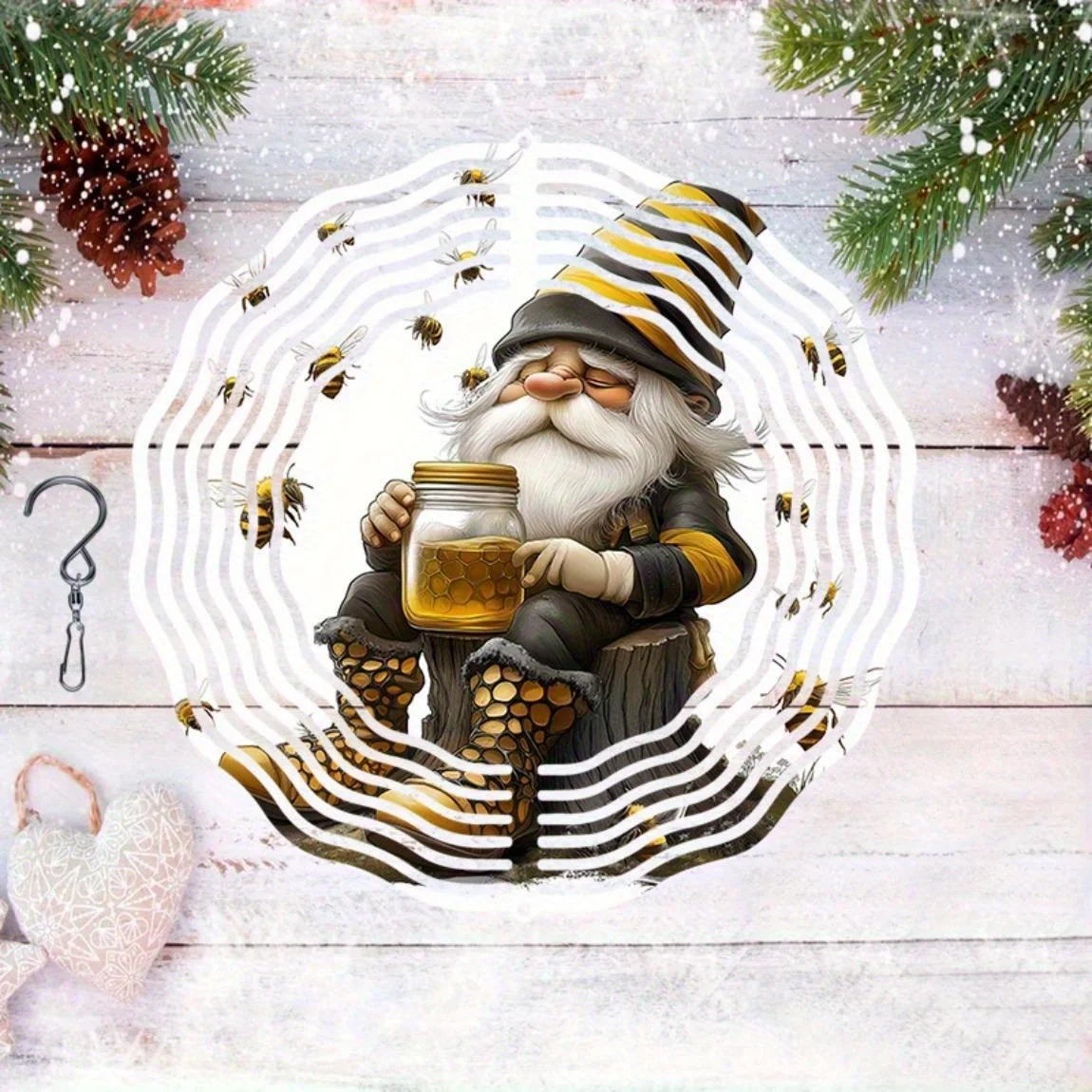 CIFBUY Metal Wind Chime Outdoor Garden Gnome Bee Mandala Decor Durable Easy Install Patio Porch Hanging Ornament Gift