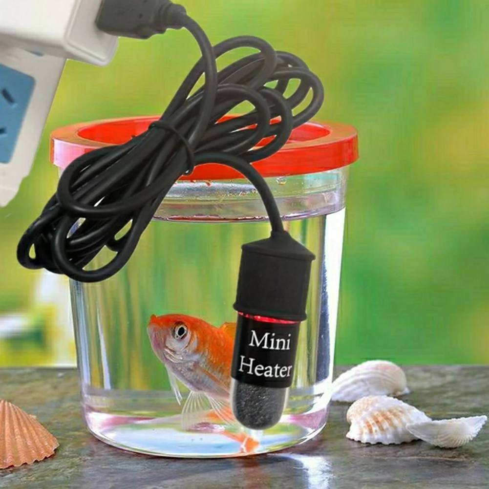 Portable USB Fishbowl Heater Quartz Construction with 26 Degrees Celsius Constant Temperature Control for Safety