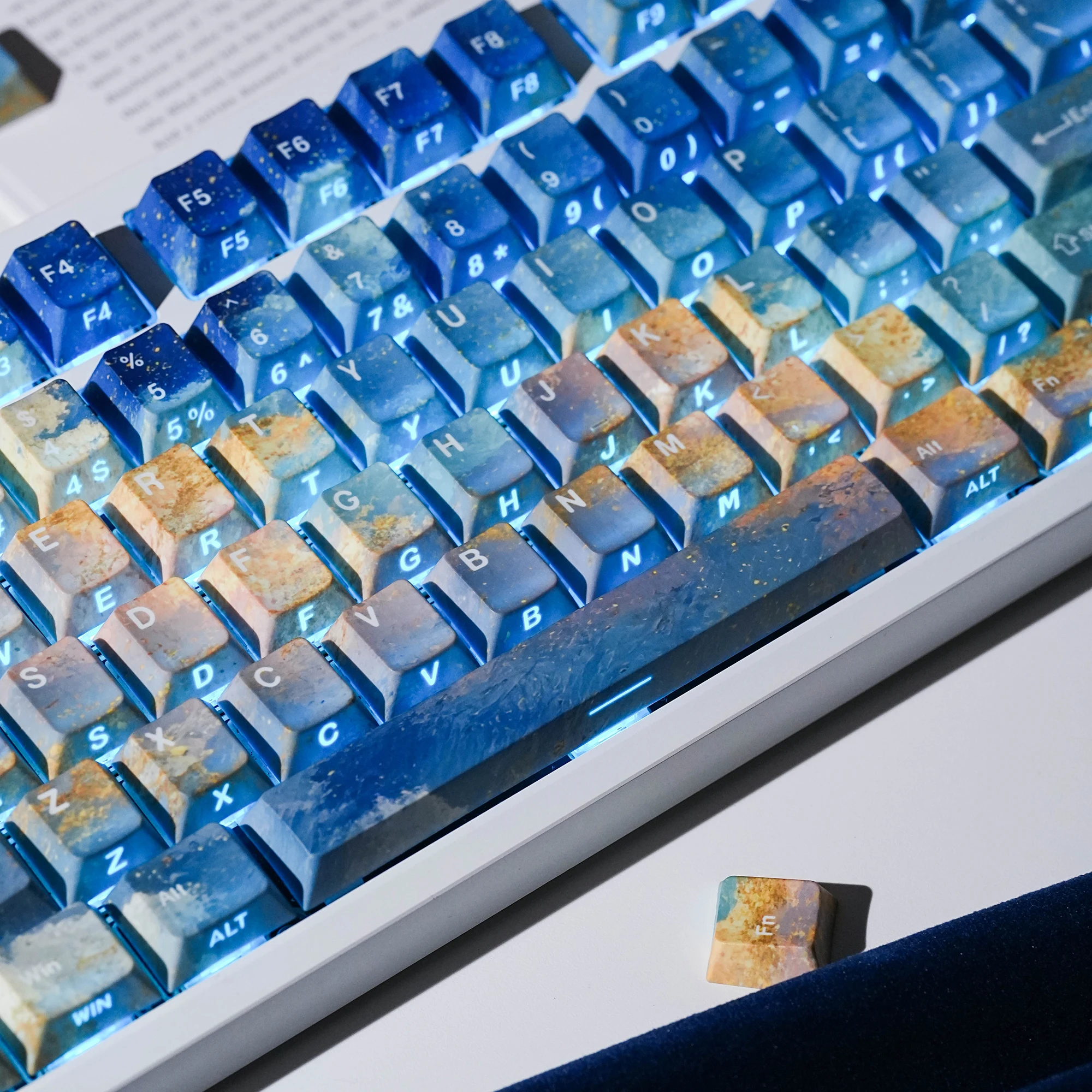 Starlit Cloud Tide Cherry Profile Keycaps Dye-Sub Double Print 131 Keys Set for Mechanical Keyboard - Hebrew DE FR KR RU ES