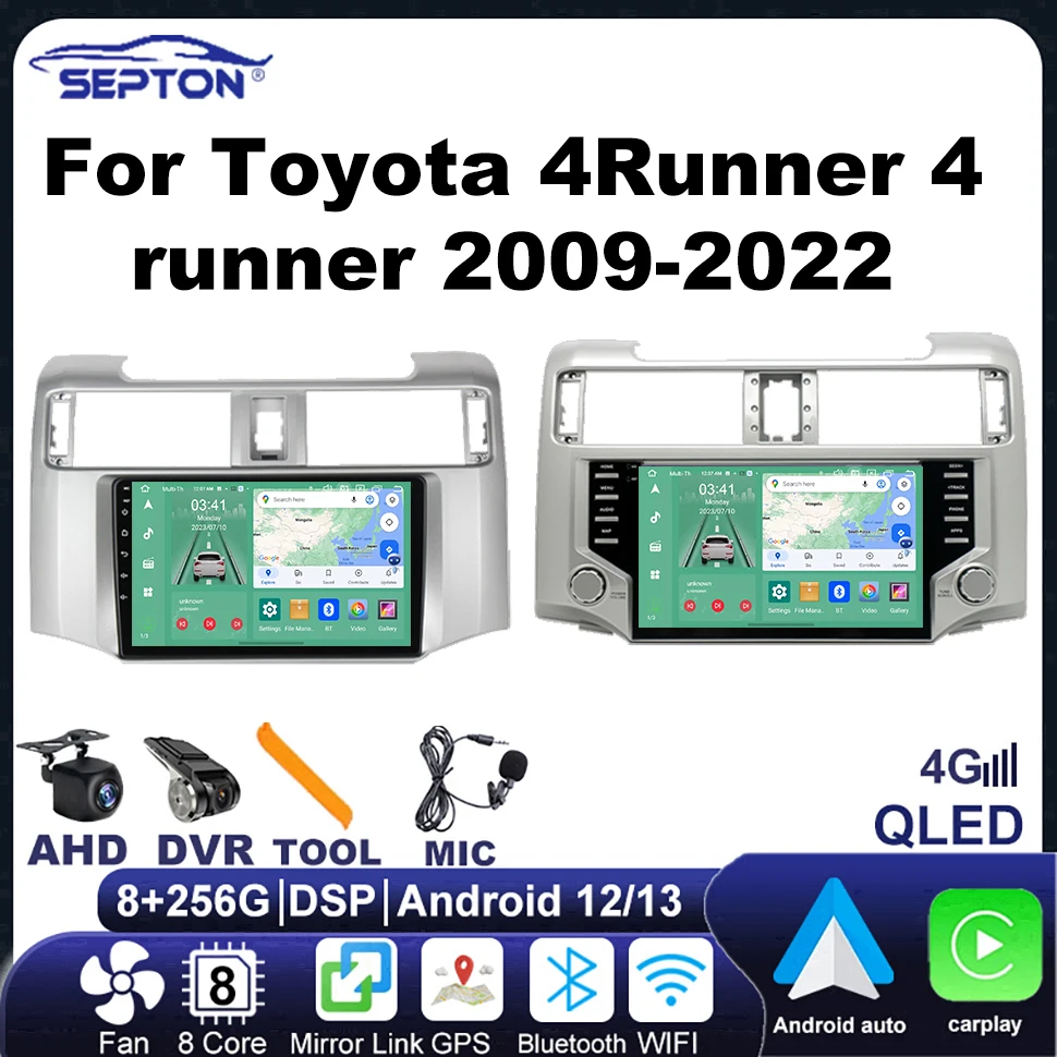 

SEPTON Android Carplay Car Radio Multimedia Player for Toyota 4Runner 4 Runner 2009-2022 2Din Navigation GPS 4G Head Unit 2 Din