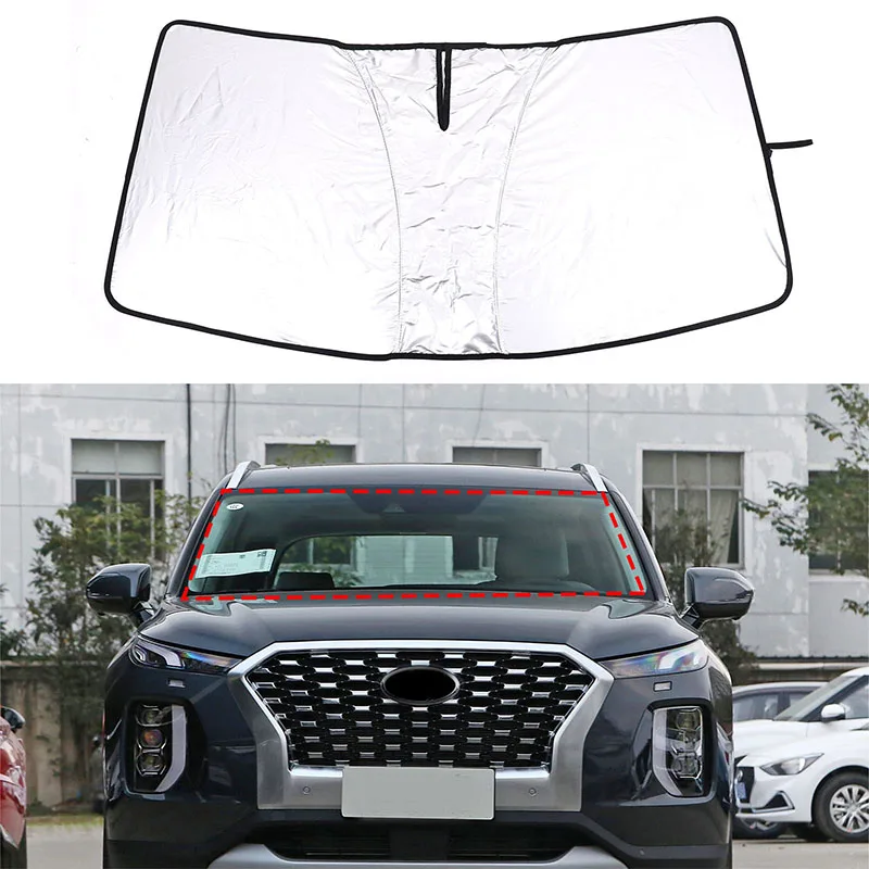 

For Hyundai Palisade Car Front Windshield Sunshade Visors UV Block Cover Silver Tape Accessories 1 Pcs