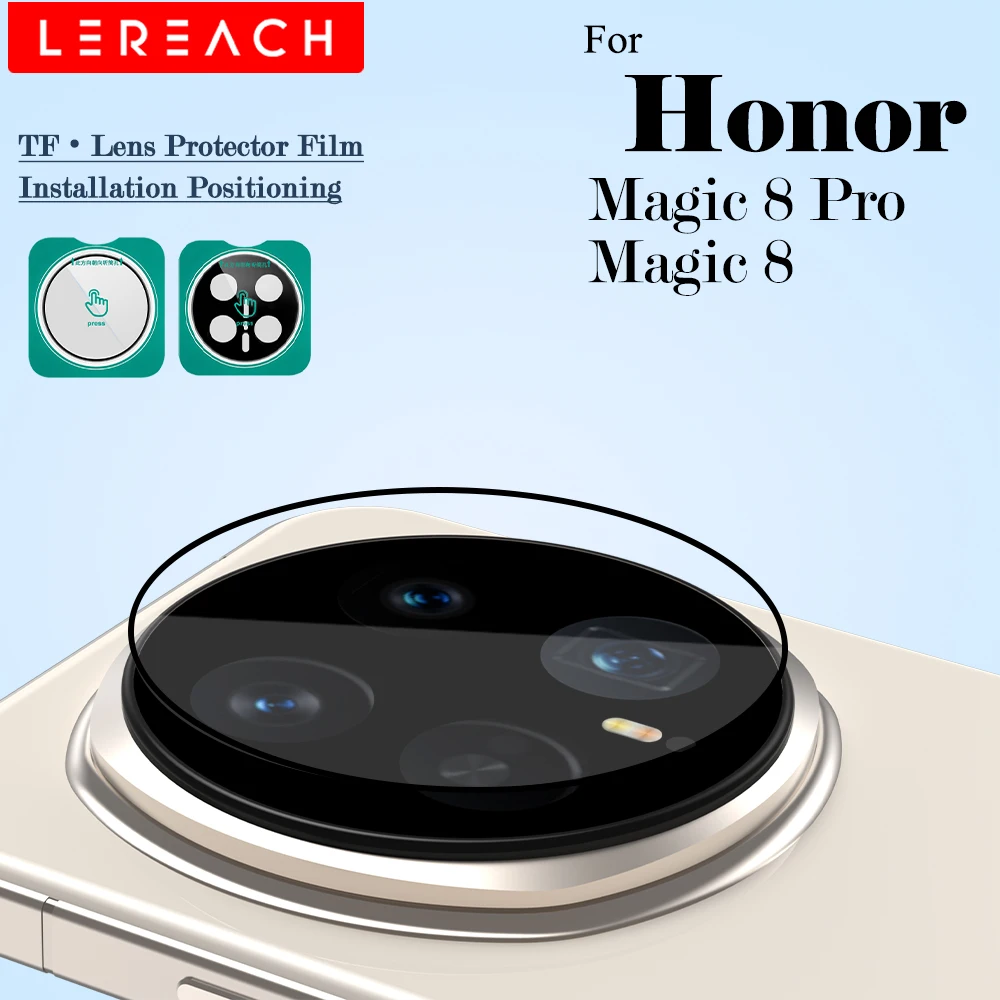 

[Self-Locating Frame] Lereach for Honor Magic8 Pro Magic 8 Tempered Glass Camera Lens Protector Anti-Scratch High-Transparency