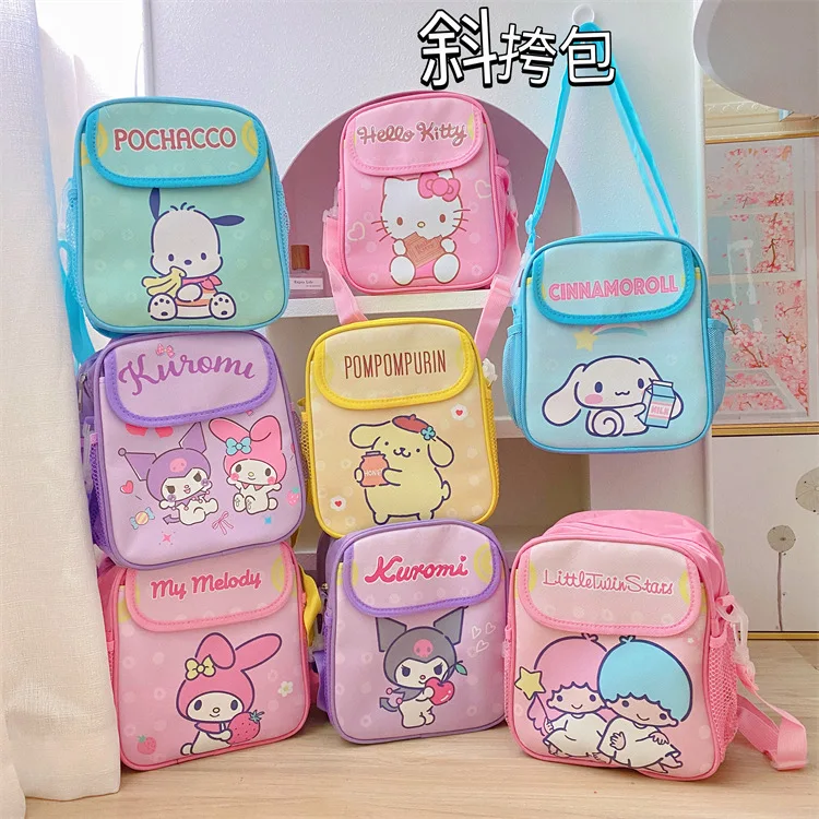 Sanrios Cinnamoroll Kuromi Mymelody Cartoon Capacity Crossbody Bags kawaii Anime Handbags Portable Travel Organizer Picnic Bag