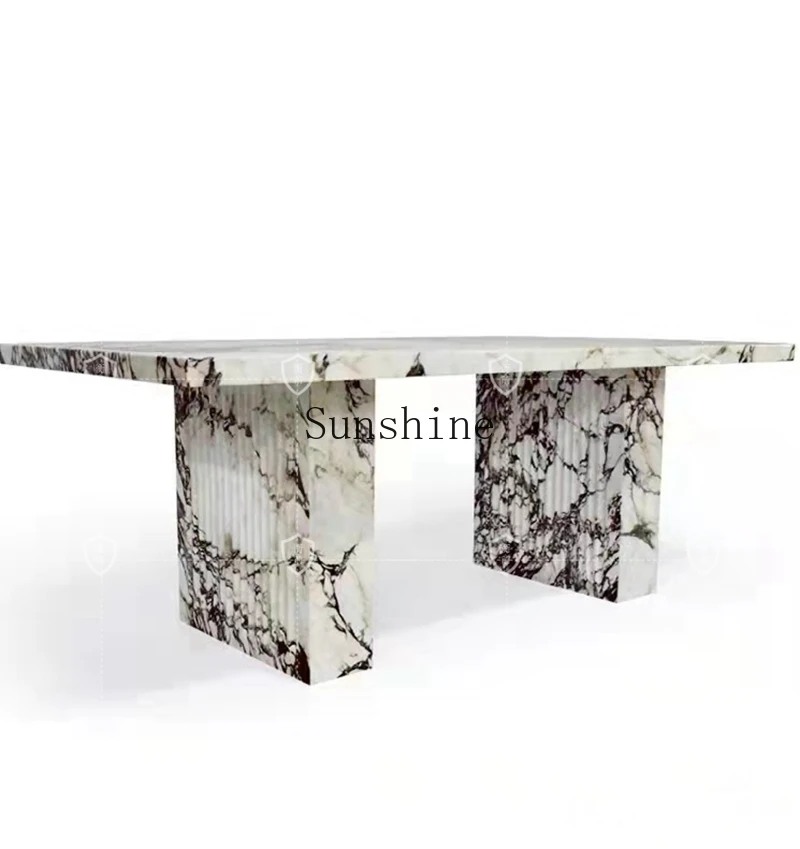 Marble dining table light luxury high-end stone square western table