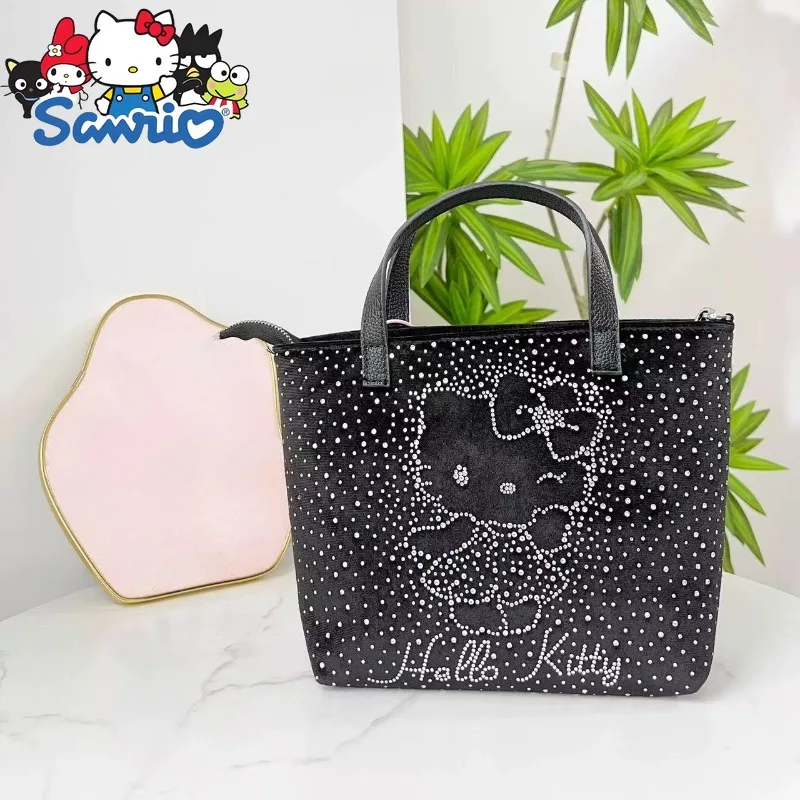  Hello Kitty New Women's Diamond Handbag Shiny Fashion Women's Diamond Shoulder Bag Large Capacity Personality Women's Bag