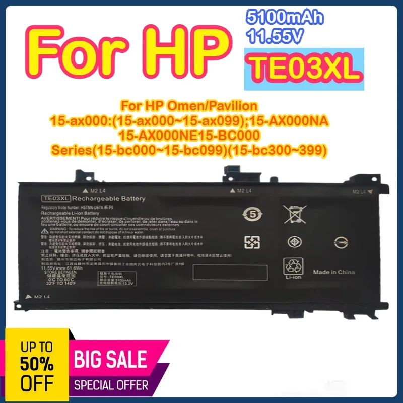 

for HP TE03XL battery Omen 15-ax000 15-ax033dx 15-ax210nr 15-ax001ns Pavilion 15-bc000 15-bc008tx 849910-850 849570-541 542 543