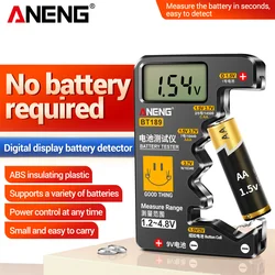 Aneng เครื่องทดสอบแบตเตอรี่แบบปุ่ม BT189เครื่องตรวจจับแบตสำรอง9V N D C AA AAA