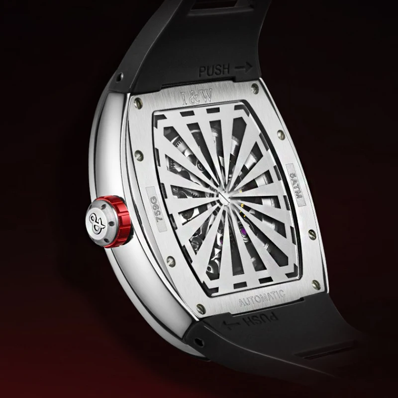 IW Fashion Mens Automatic Mechanical Watches Luxury Sport Waterproof Men Wristwatch Luminous Skeleton Clock reloj hombre