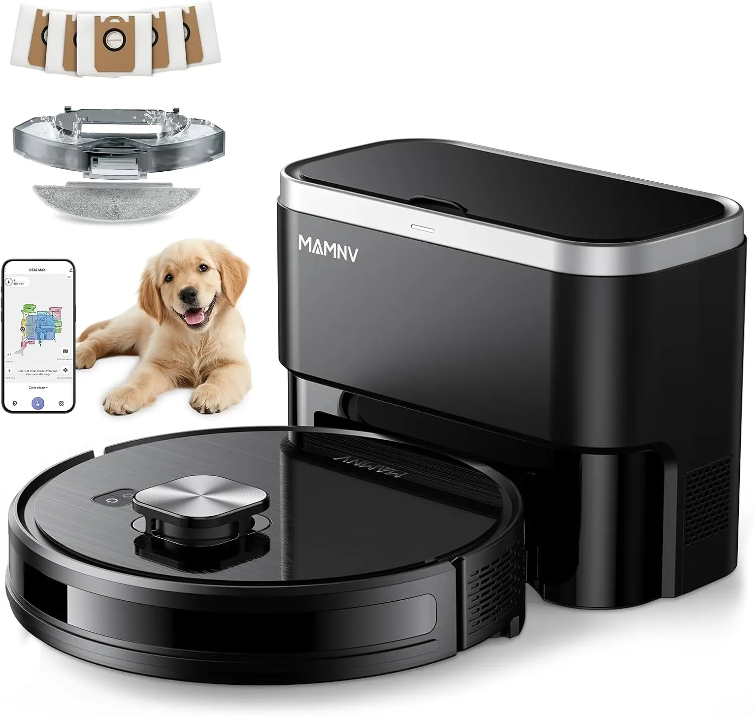 

3-in-1 Robot Vacuum Mop Combo, 11500Pa Suction, Smart LiDAR Navigation, Self-Emptying Base, App Control