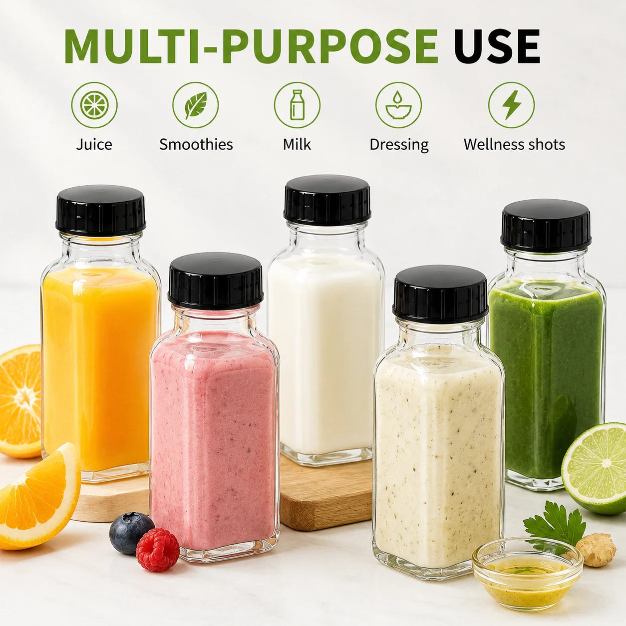 5/10pcs Leak-Proof Clear Glass Juice Bottles-Perfect For Juicing Smoothies, Milk Homemade and Other Beverages Portable for Out