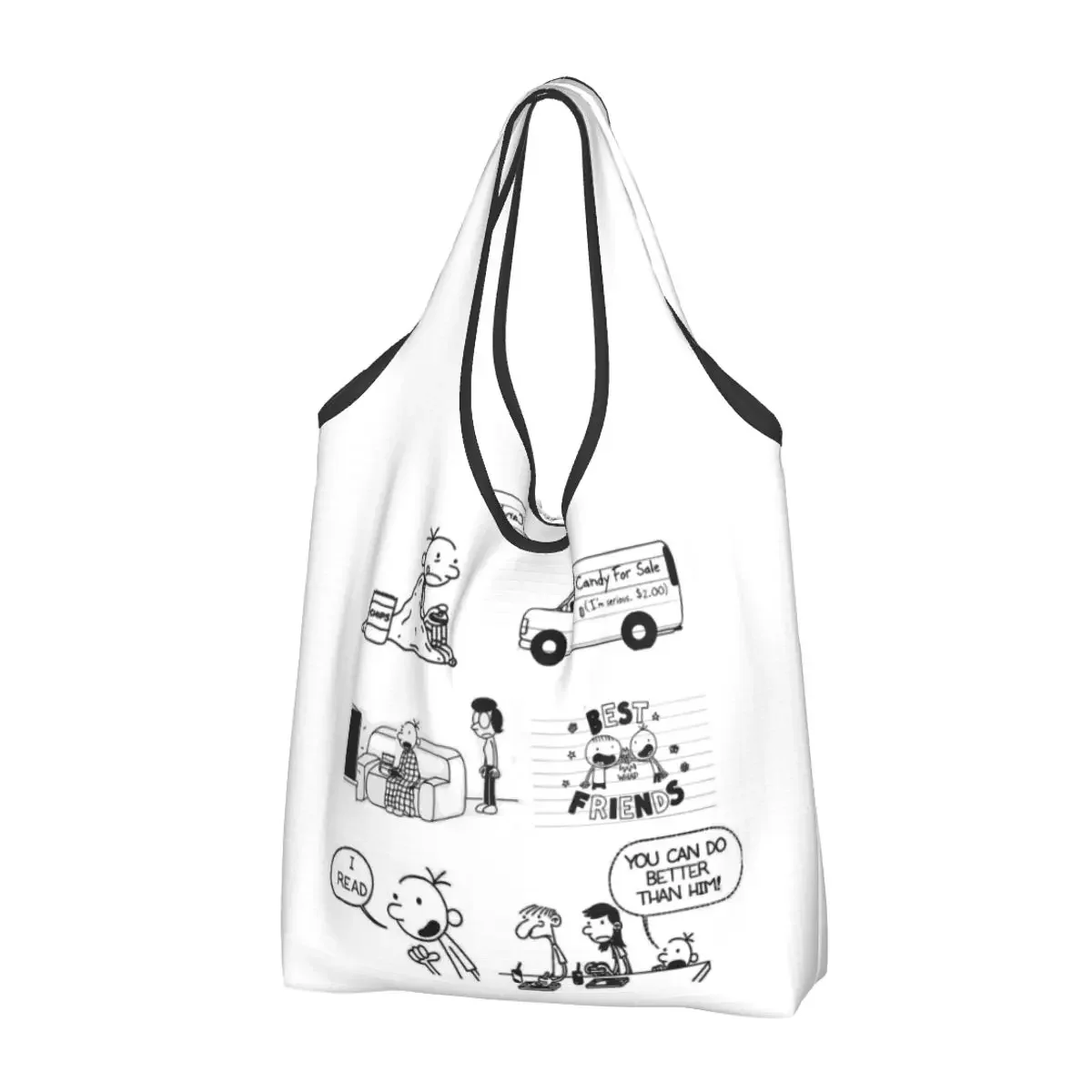 Wimpy Kid Bolsa de compras portátil Bolsa de compras de grande capacidade Bolsa de compras Bolsa de ombro