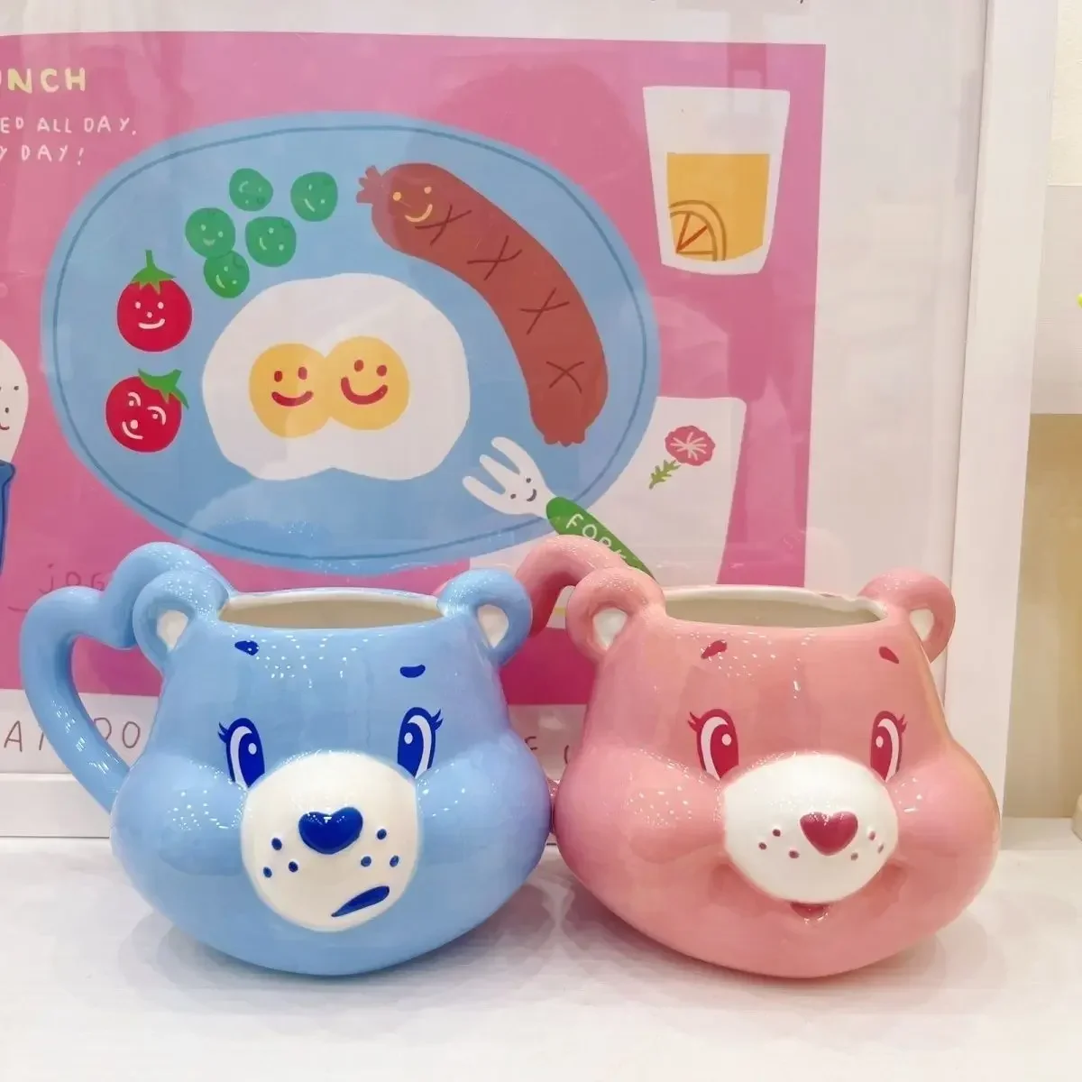 Lovely Two Color Couple High Beauty and Large Capacity Rainbow Bear Couple Mug