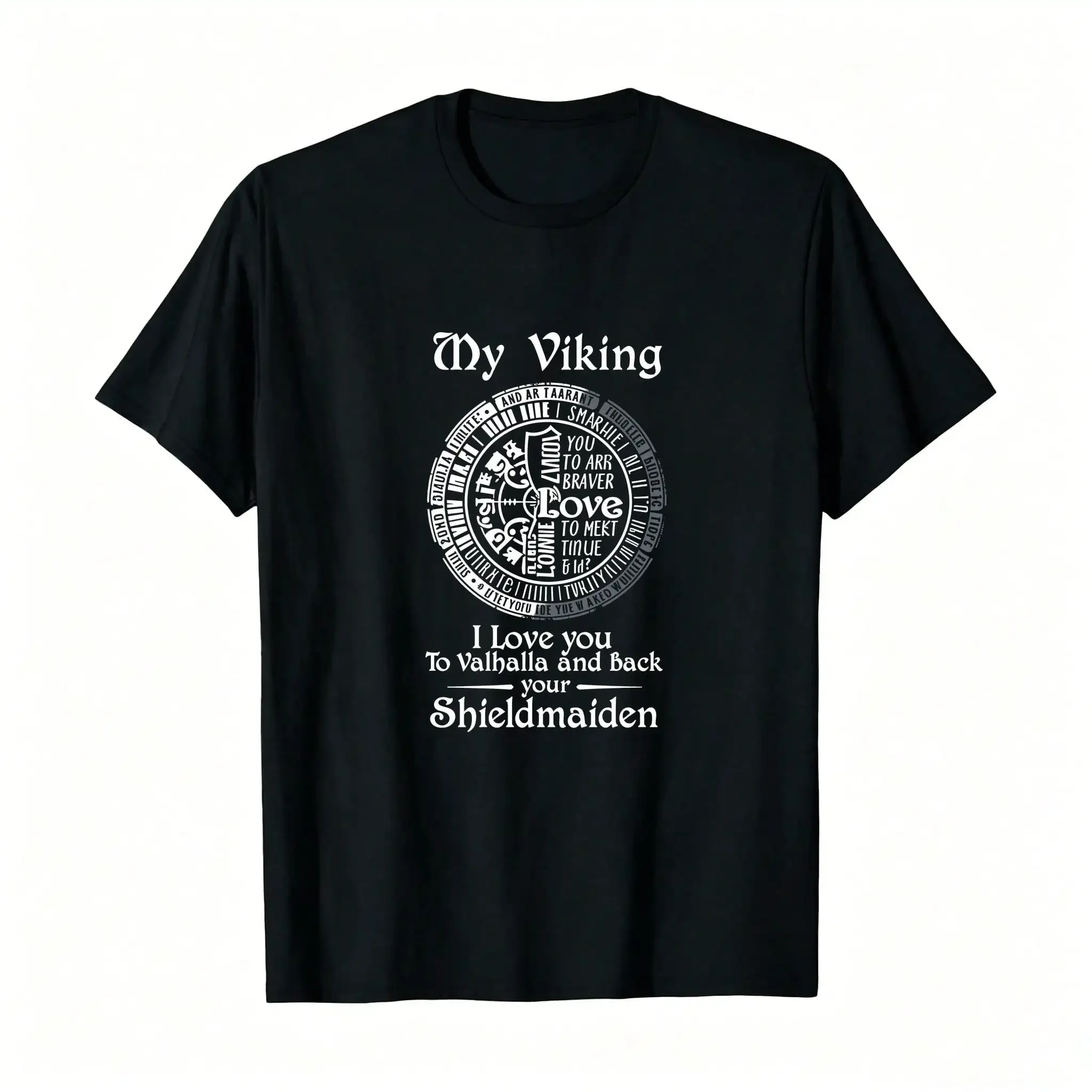 Viking Norse Mythology Shieldmaiden Warrior Printed T-Shirt, Men's Printed T-Shirt 220g_,Breathable And Comfortable Short-Sleeved Round-Neck Top, Suitable For All Seasons, Everyday Wear For Women
