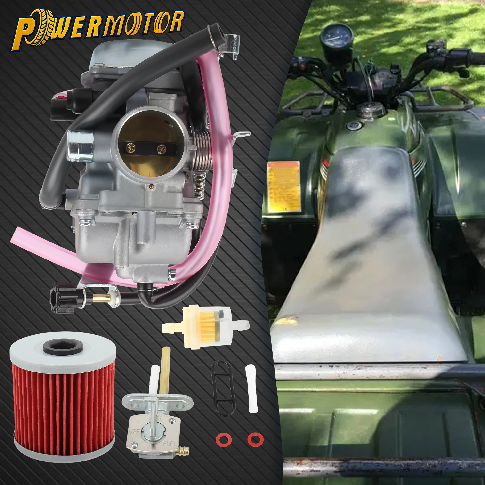 

ATV Quad Bike Carburetor Set For Kawasaki Bayou 300 KLF300 KLF300C 4X4 1986-2005 Four-Wheels Carb With Air Intake Fuel Switch