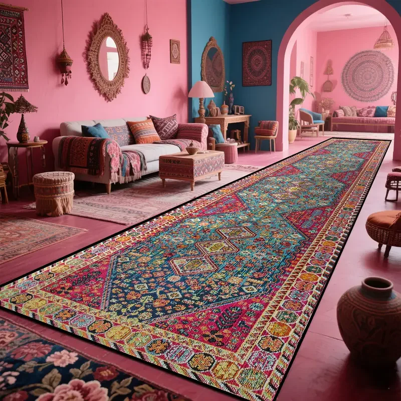 

VIKAMA Persian-Style Corridor Carpet, Machine Washable, Long Strip Carpet For Indoor And Outdoor Home Decoration