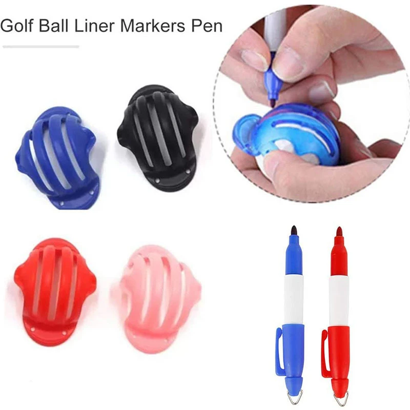 Golf Ball Line Marker With 2 Pens Set Golf Balls Template Alignment Putting Exerciser Golf Accessories