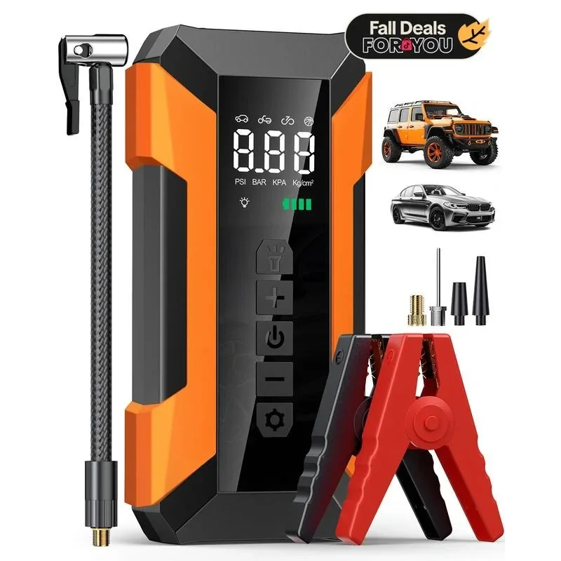 MEUCI Jump Starter with Air Compressor, 4000A Peak Jump Starter with 150PSI Tire Inflator, 15000 mAh Battery Pack