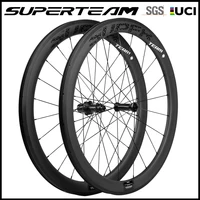 SUPERTEAM-juego de ruedas de carbono para bicicleta de carretera, ruedas de carbono de 50mm, calcomanía negra, rueda de bicicleta con superficie de freno de basalto de cubo R18
