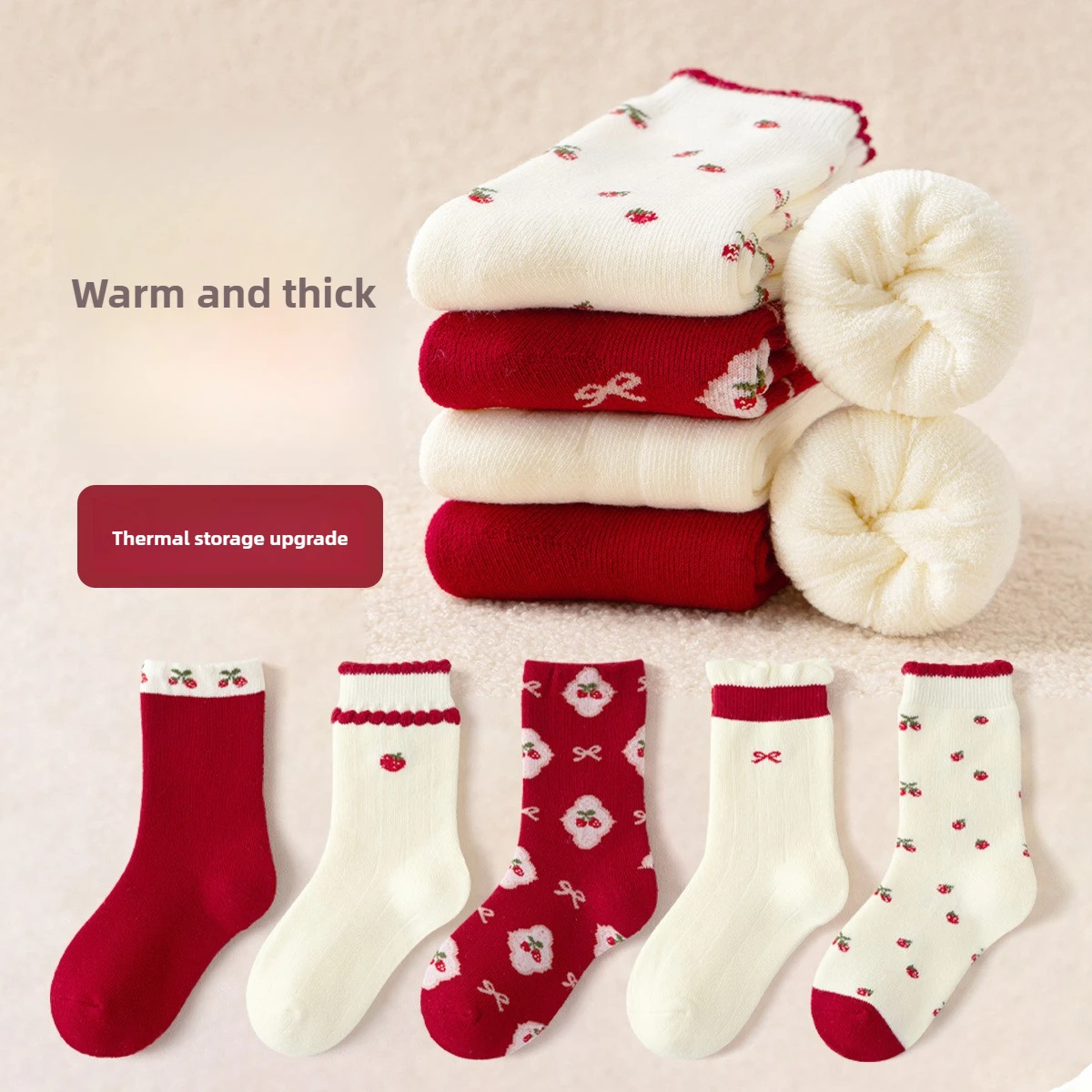5 أزواج 2025 الشتاء الاطفال الجوارب سميكة الدافئة تيري طاقم الجوارب الفتيان الفتيات جوارب قطنية للطفل