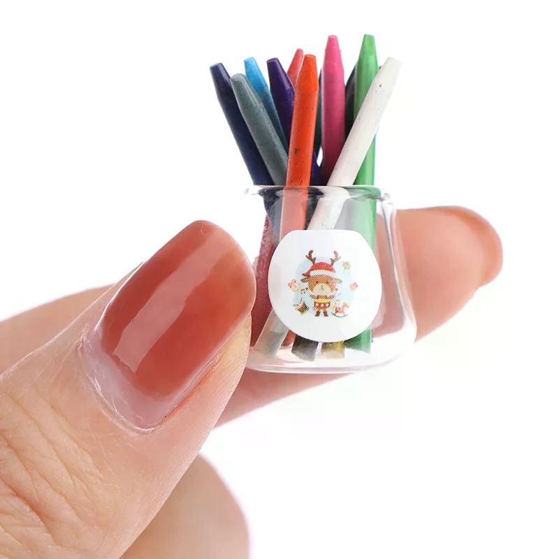 1 Set 1/12 Dollhouse Miniature Crayon for Stationery Doll House Accessories
