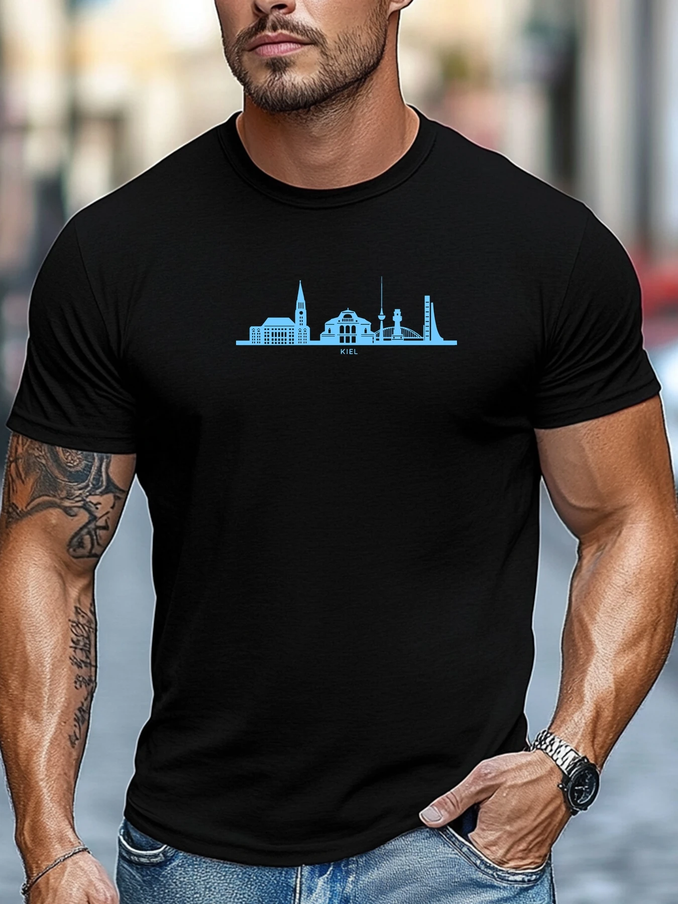 

Мужская футболка 100% хлопок Киль Urban Graphics Summer Soft Comfort Fit Круглый шеи Повседневная Breathable Tee Топы для ежедневного ношения