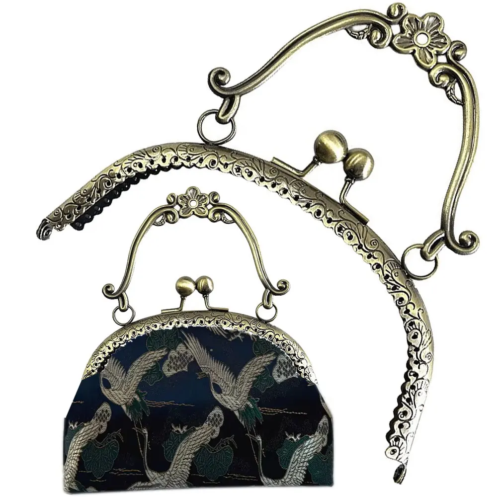

10PCS 16.5cm Antique Bronze Metal Purse Handle Frame Kiss Clasp Handbags Accessories Vintage Kiss Clasp DIY Bag Accessories