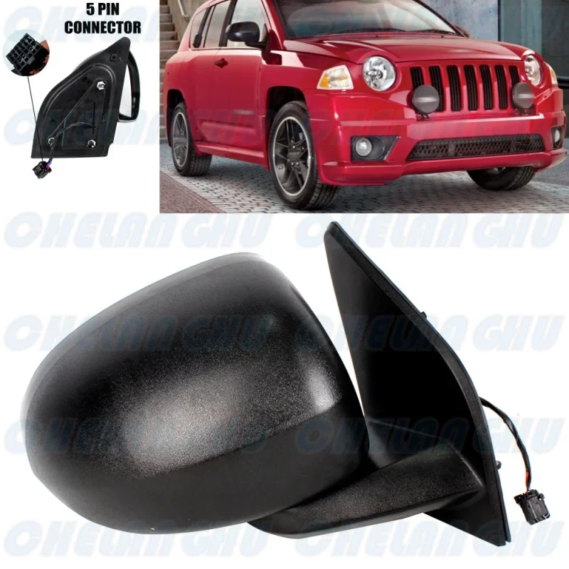 Right Side 5 Pins Satin Black Power Adjust Mirror Assembly For Jeep Compass 2007 2008 2009 2010 2011 2012 2013 2014 2015 2016