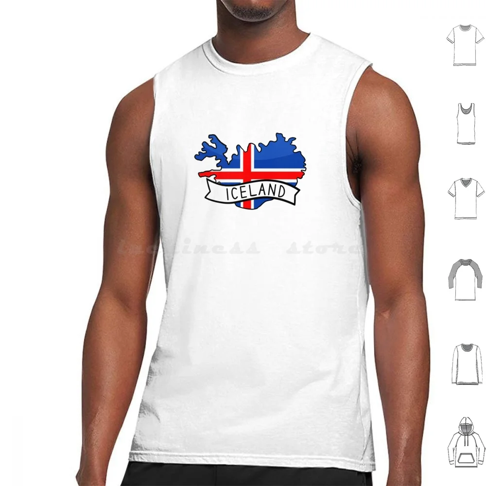 Iceland Flag Map Sticker Tank Tops Vest Sleeveless Iceland Iceland Flag Iceland Map Iceland Flag Map E Europe Europe