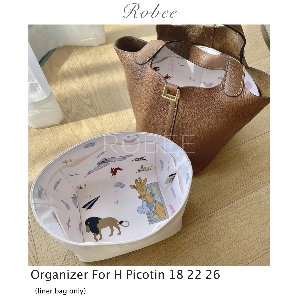 ROBEE Fits for Picotin Organizer Insert of Limited Edition Printed Fabrics particular style Shaper Fit For H Picotin 18 22