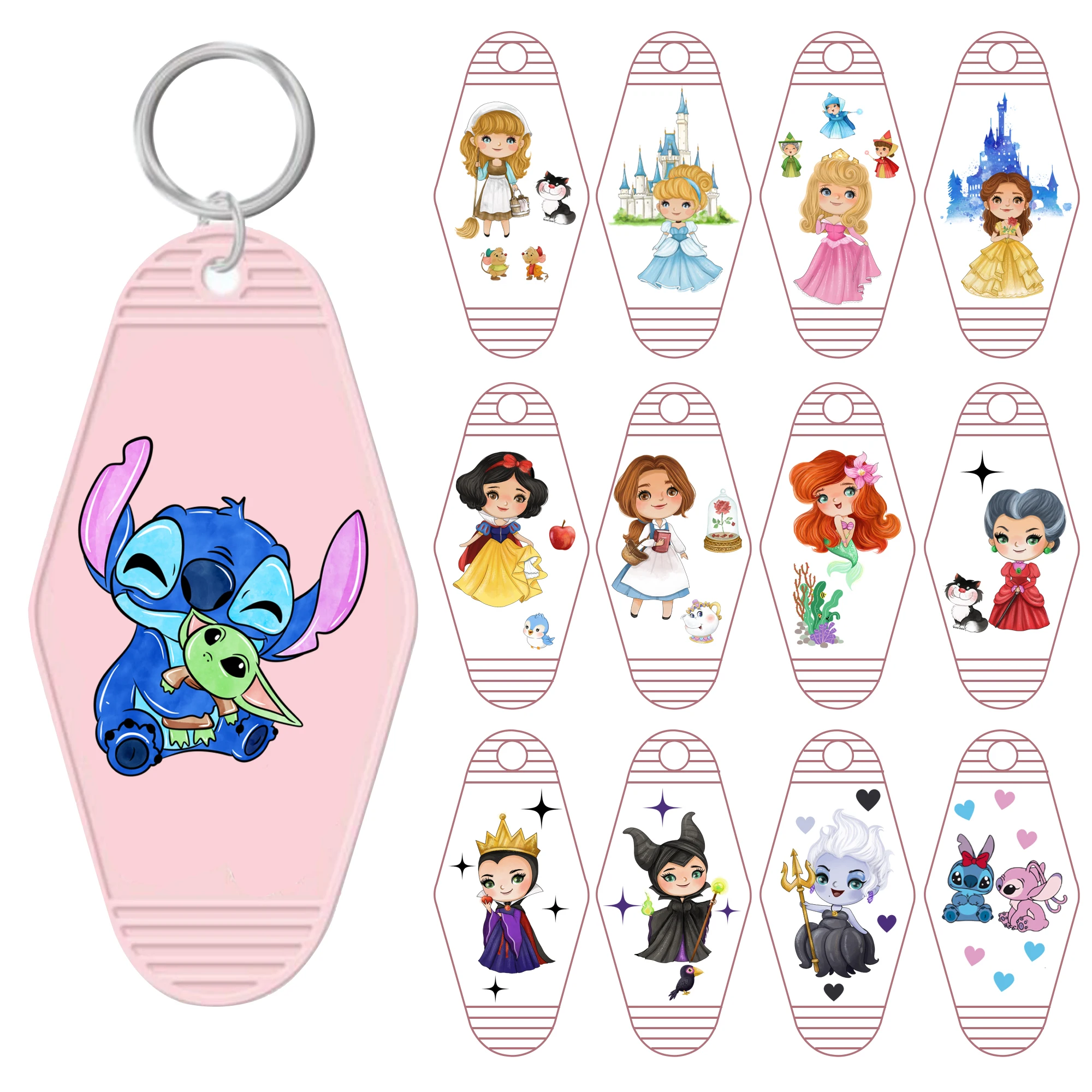 Stitch UV DTF Sticker Classification Card Key Rings Keychain Transfer Sticker Custom Labels DIY Logo Waterproof