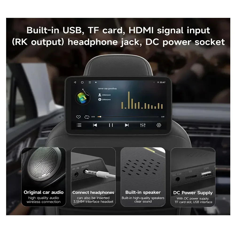 شاشات السيارة، شاشة المقعد الخلفي، مسند الرأس، شاشة التلفزيون، أندرويد أوتو كاربلاي، واي فاي، فيلم/Netflix/Youtube، مشغل فيديو عبر الإنترنت #3