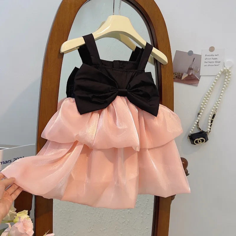 Girls Dress Summer Suspenders Princess Dress Kids Clothes Girls Bow Dresses Birthday Party Flower Girl Dresses 2 3 4 5 6 7Yrs