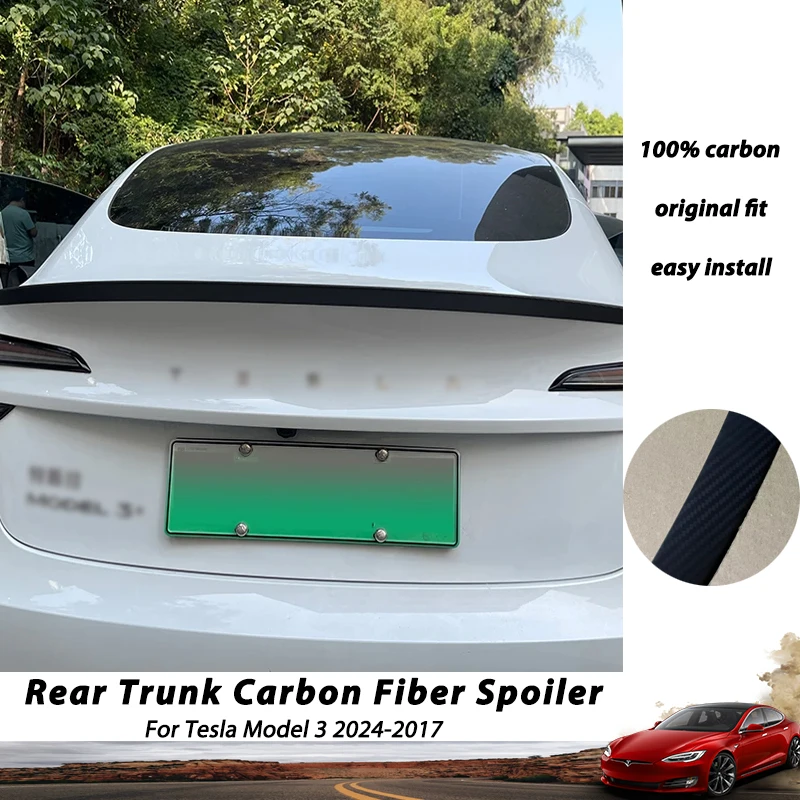 For Tesla Model 3 Highlander 2024 Spoiler Carbon Fiber Rear Trunk Wings 2023 2022 2021-2017 Model 3 Auto Accessories